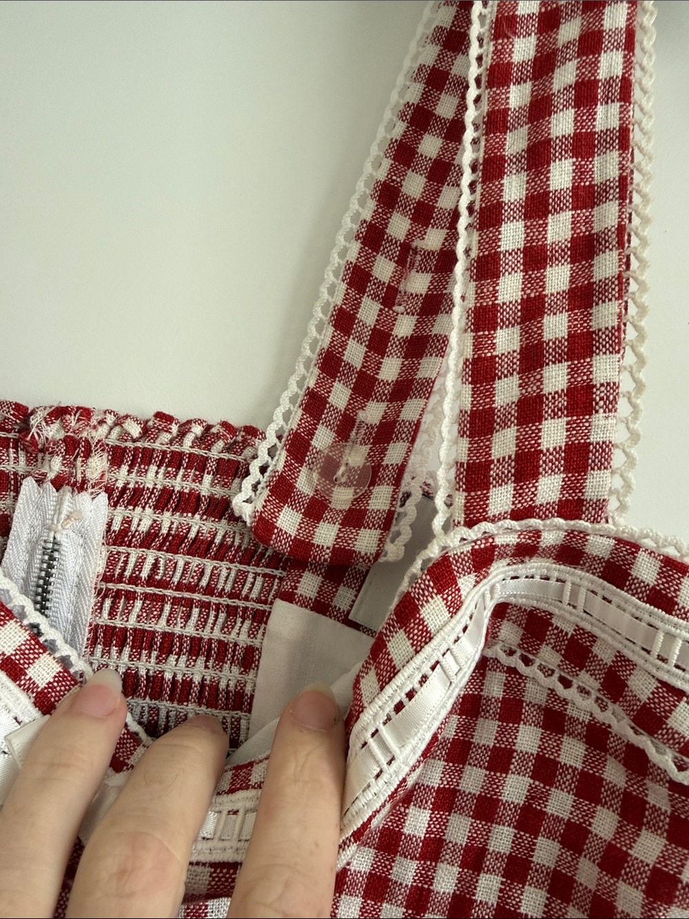 Reformation red gingham linen tank crop top - Picture 3 of 7